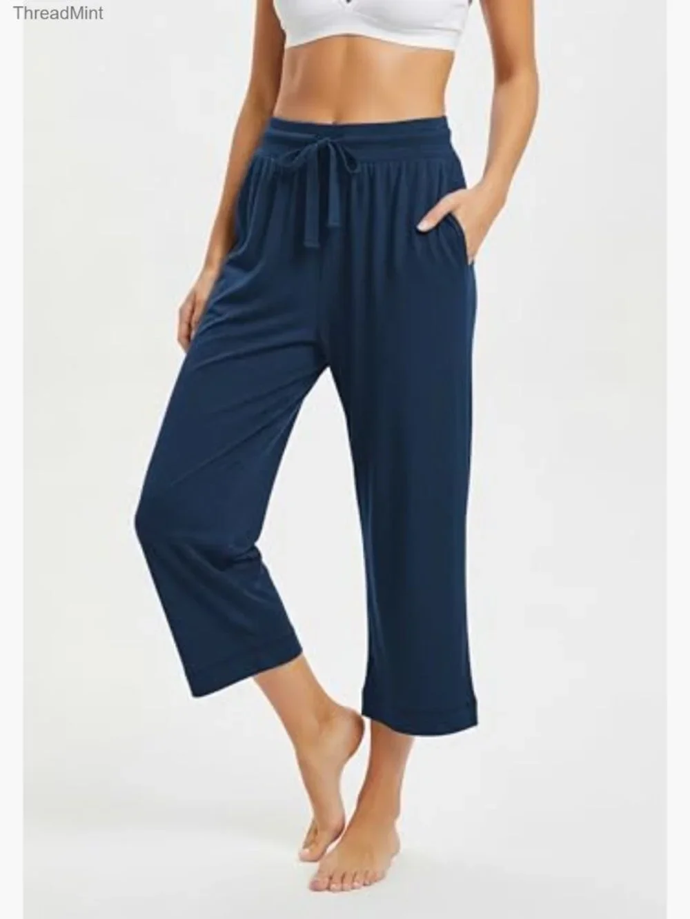 French Terry Capri Joggers with Drawstring Waist and Pockets 3 Pack